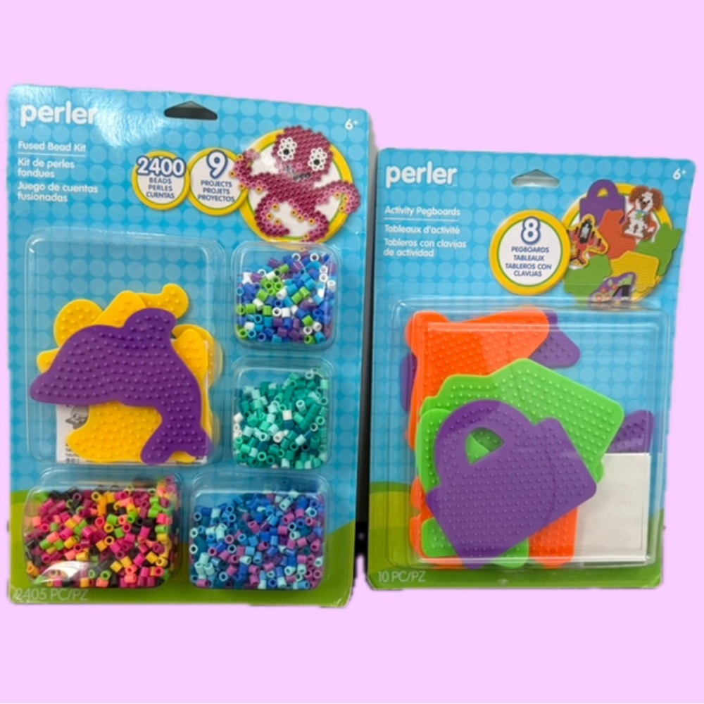 Perler Beads Craft Bundle – 2400 Beads Kit + 8 Pegboards Set (NEW)